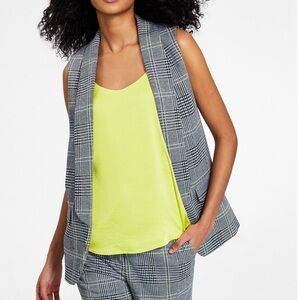 Bar III. Plaid Open-Front Vest size XL